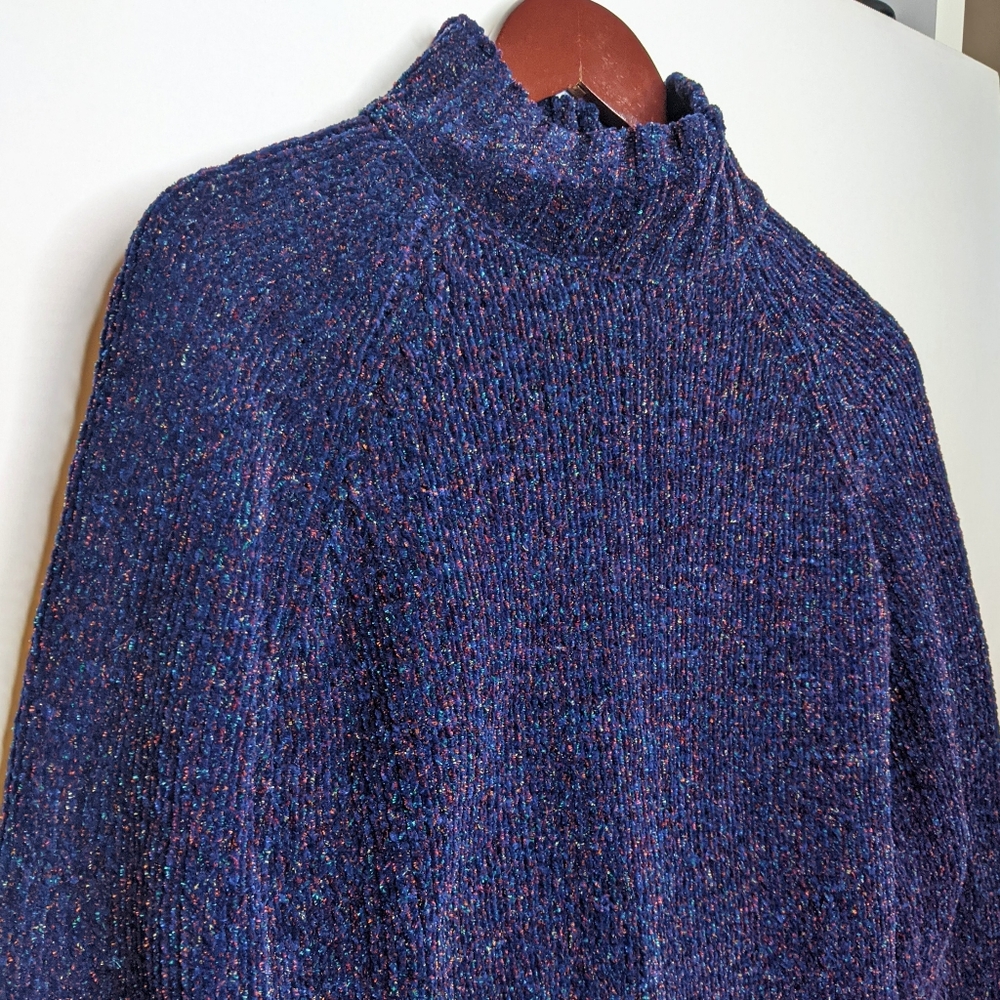 Speckled Soft Navy Sweater Rainbow Small